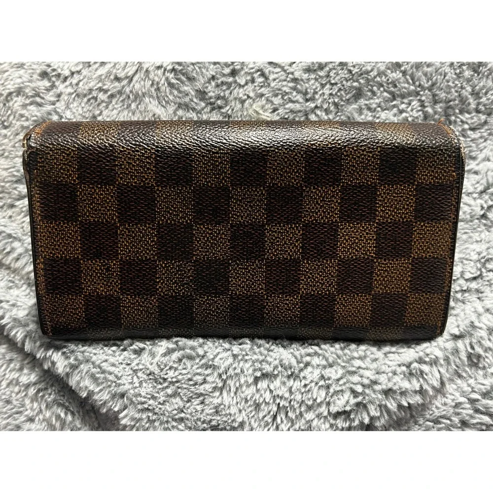 Louis Vuitton Damier Ebene Sarah Wallet Snap‎ Closure Long Bifold - Picture 6 of 7